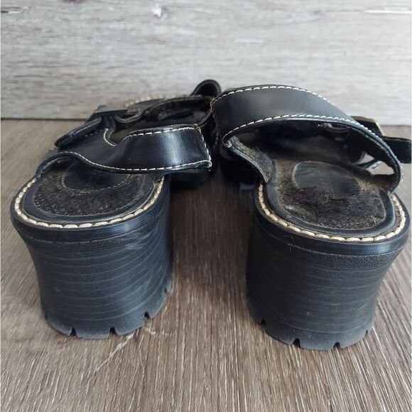 Vintage 90s Lower East Side Black Chunky Heel Platform Fisherman Sandals Size 7 - Picture 5 of 8